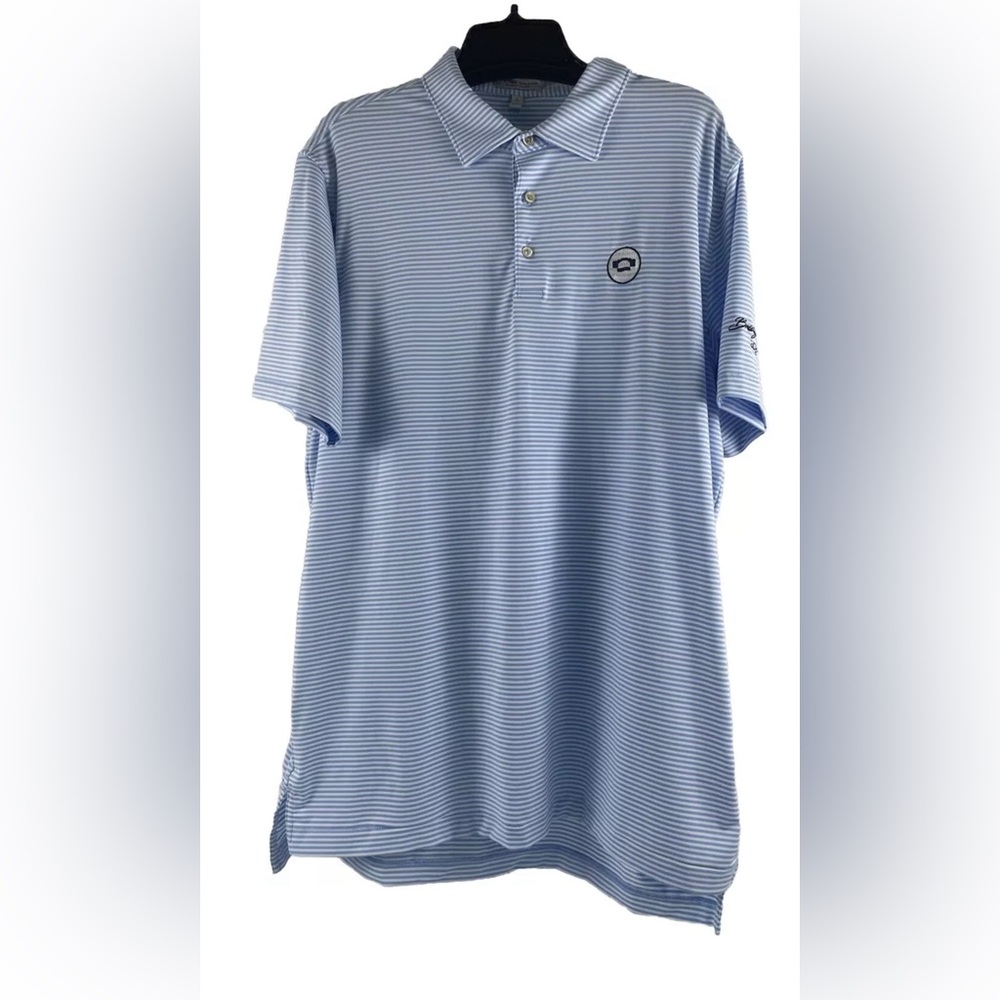 Peter Millar Men’s Summer Comfort Blue Striped Golf Polo Shirt Bridge Classic L